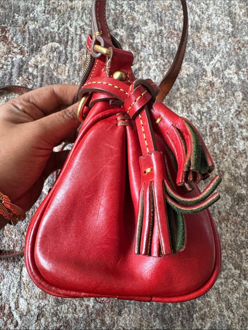 Dooney & Bourke Red Leather Crossbody Bag Florentine leather - Picture 7 of 16
